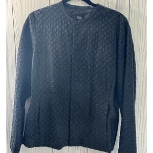 Eileen Fisher Black 100% Silk Textured Jacket Magnetic Closure Size Medium